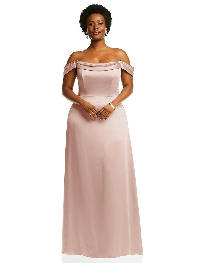 Dessy Collection Draped Pleat Off-the-shoulder Maxi Dress In Pink