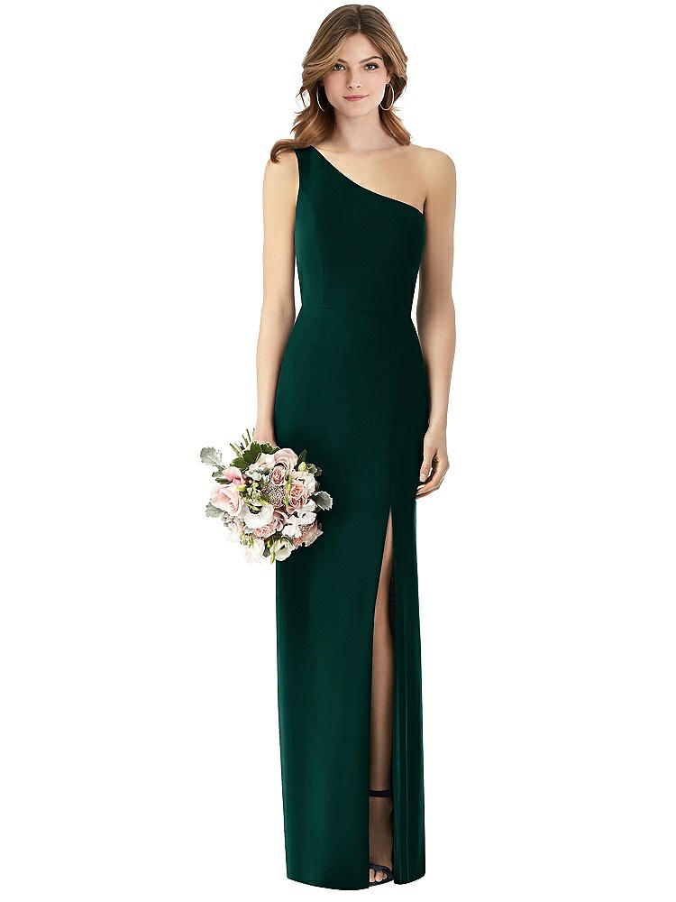 Thread Bridesmaid One-shoulder Crepe Trumpet Gown With Front Slit