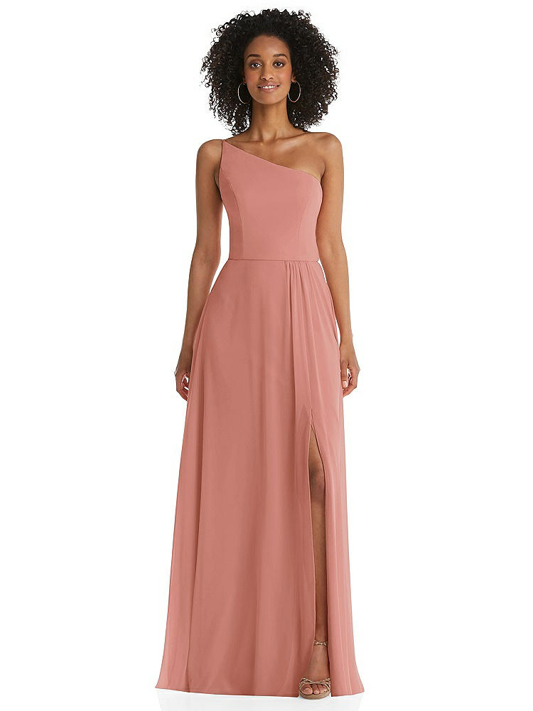 Shop After Six One-shoulder Chiffon Maxi Dress With Shirred Front Slit