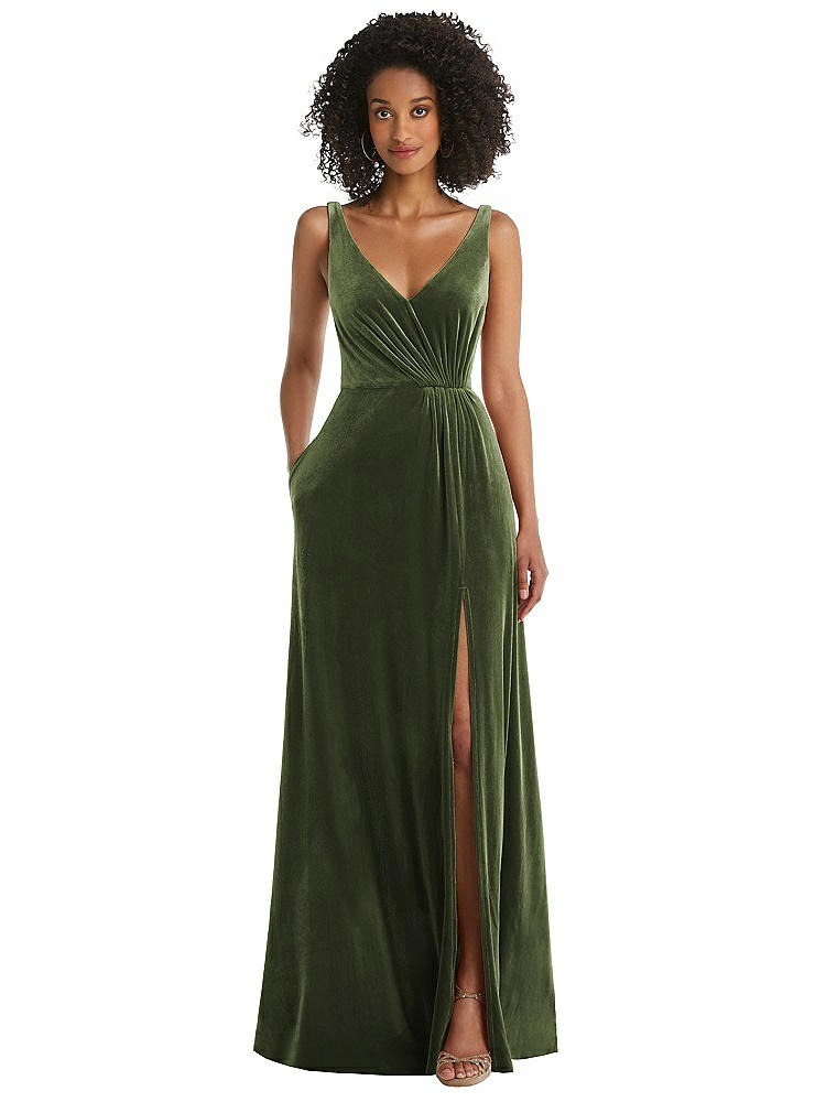 Thread Bridesmaid Velvet Maxi Dress With Shirred Bodice And Front Slit