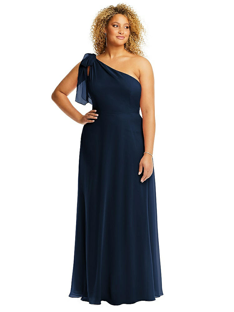 After Six Draped One-shoulder Maxi Dress With Scarf Bow
