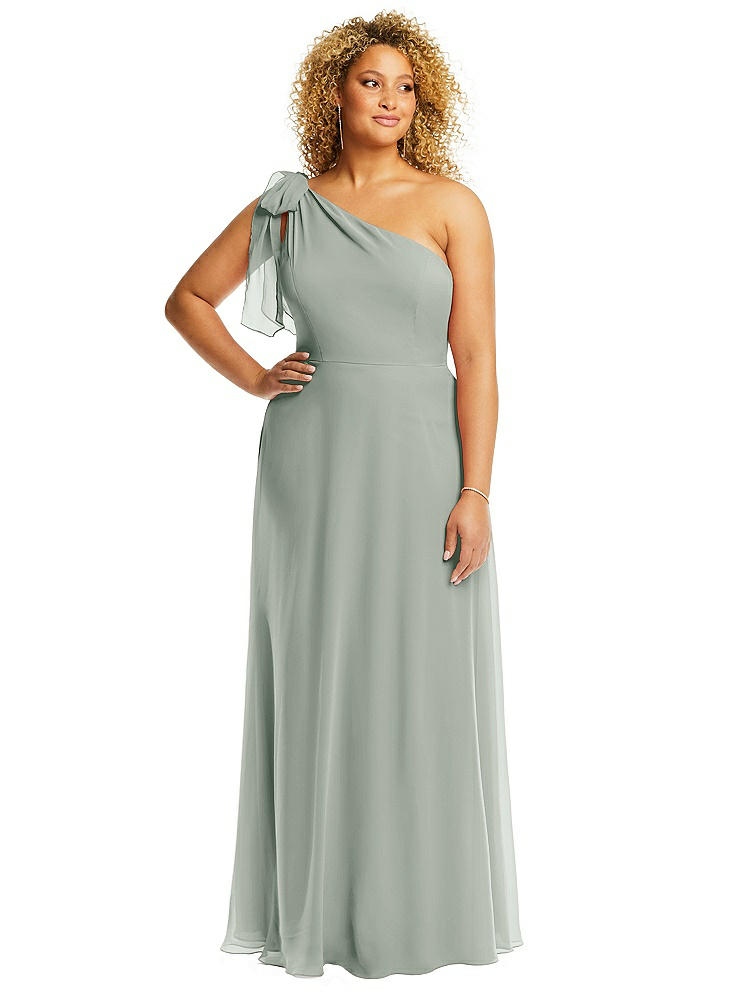 After Six Draped One-shoulder Maxi Dress With Scarf Bow