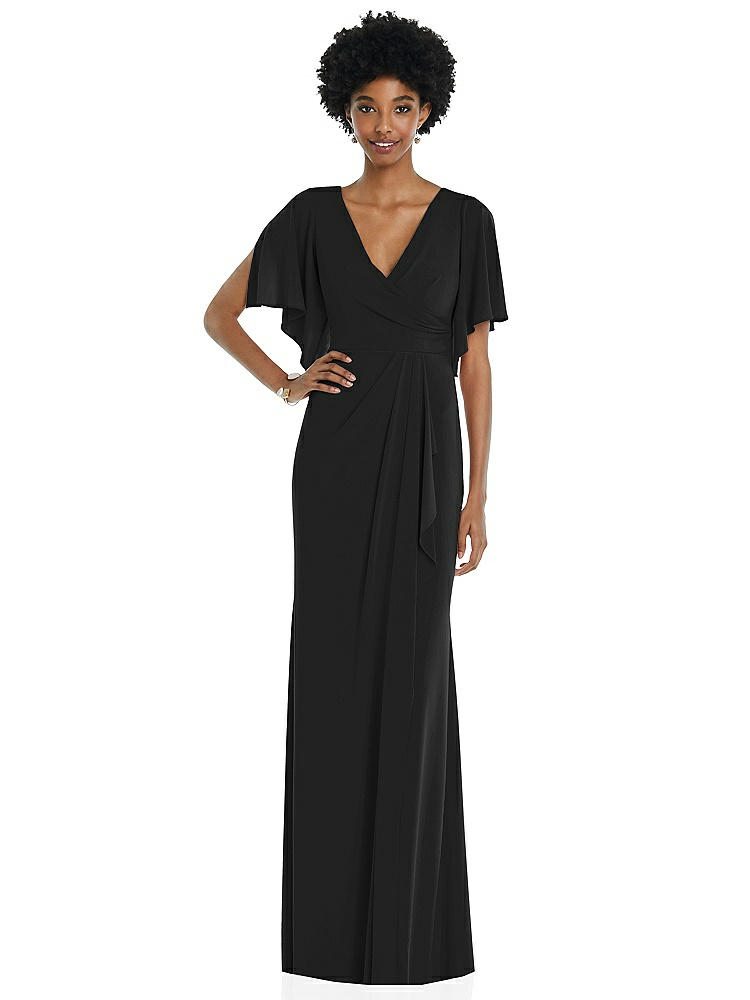 Shop Dessy Collection Faux Wrap Split Sleeve Maxi Dress With Cascade Skirt