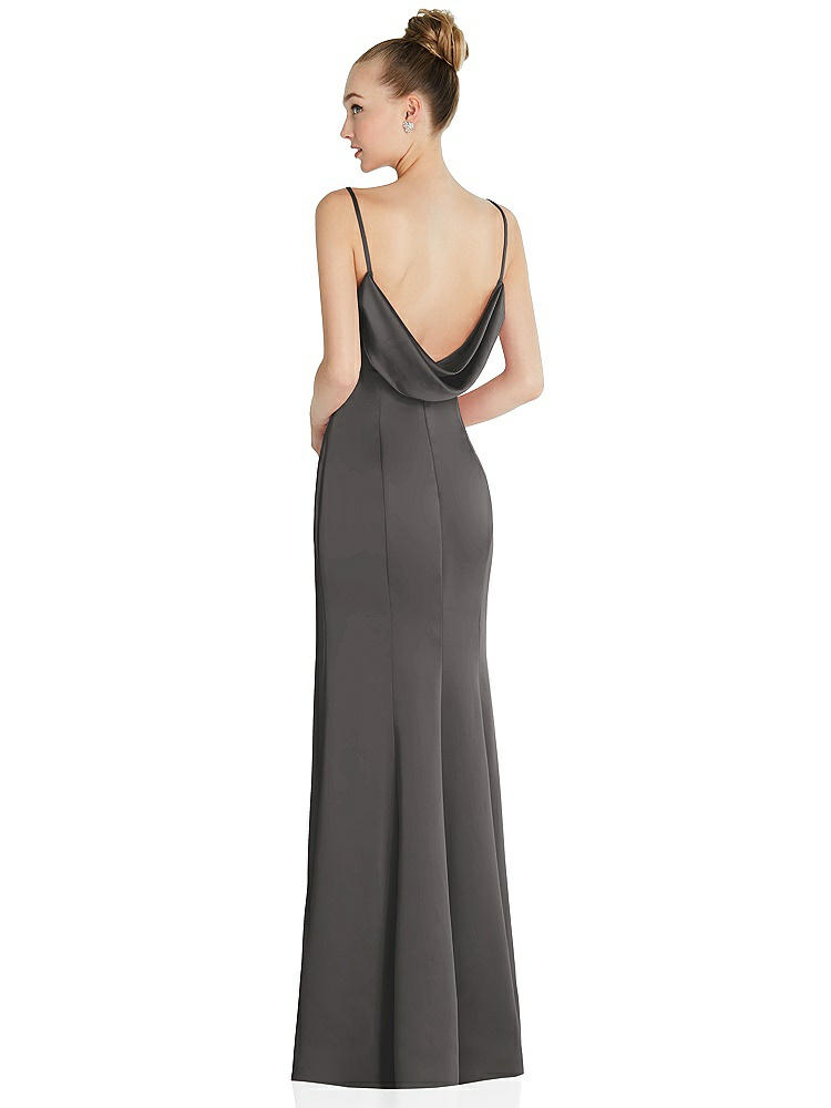 After Six Draped Cowl-back Princess Line Dress With Front Slit In Gray