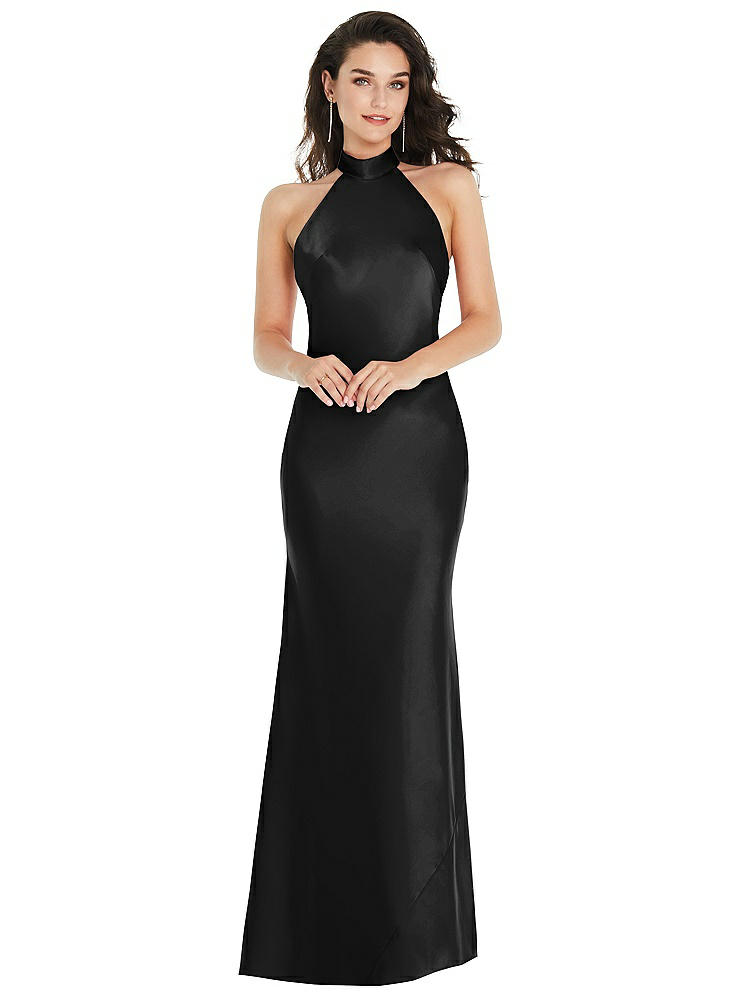 Social Scarf Tie High-neck Halter Maxi Slip Dress