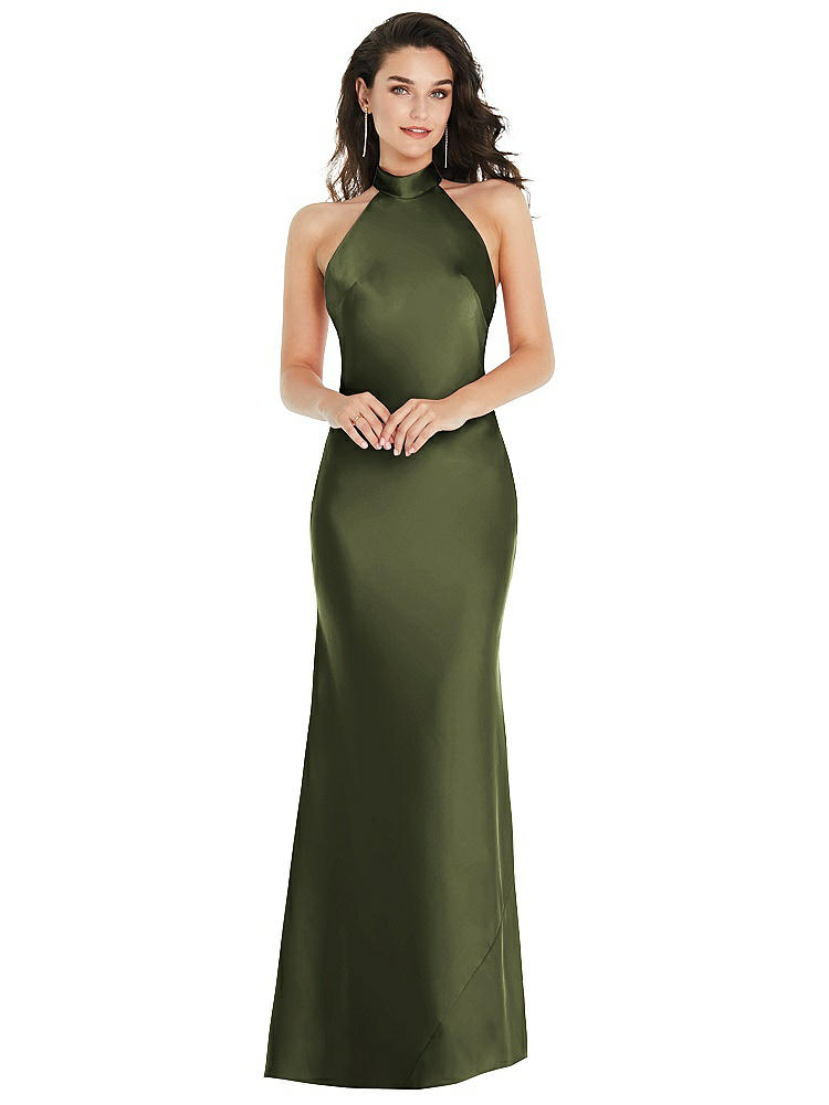 Social Scarf Tie High-neck Halter Maxi Slip Dress