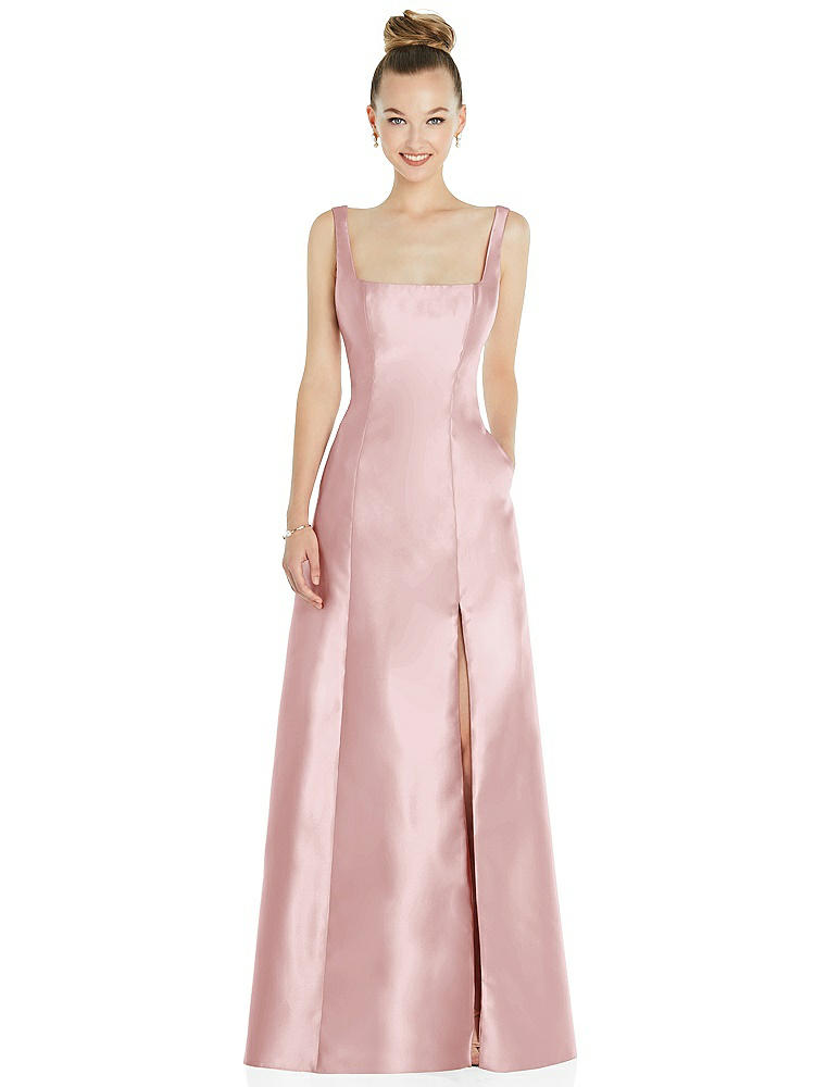 Alfred Sung Sleeveless Square-neck Princess Line Gown With Pockets
