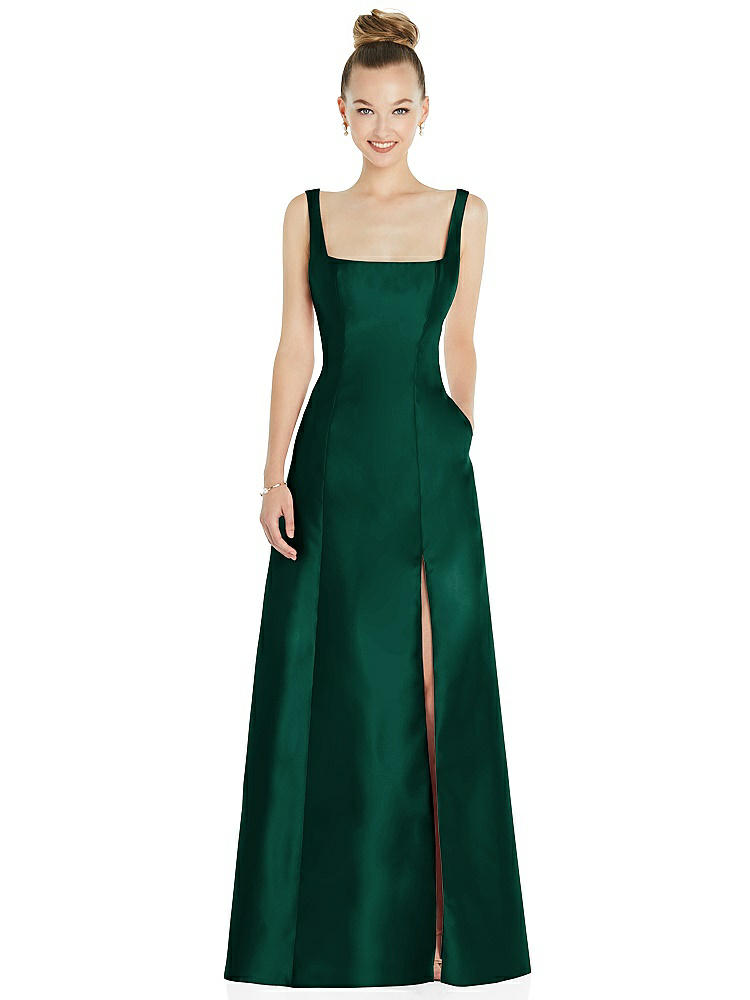 Alfred Sung Square Neck Satin A-line Gown