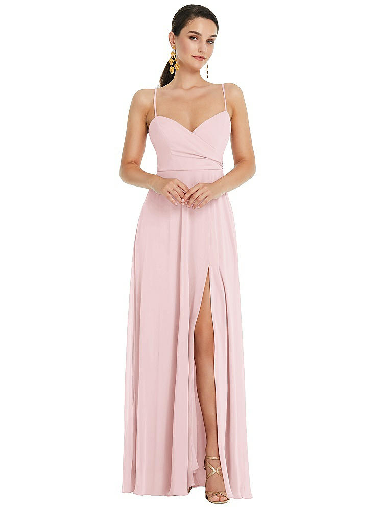 Lovely Adjustable Strap Wrap Bodice Maxi Dress With Front Slit