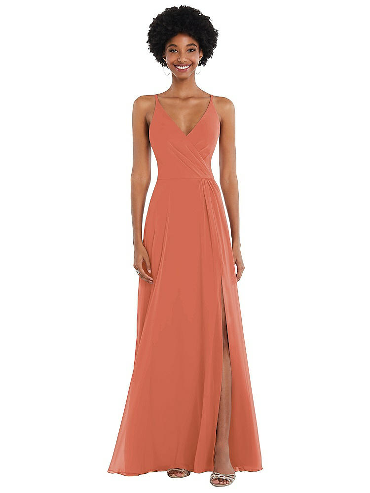 After Six Scoop Neck Convertible Tie-strap Maxi Dress With Front Slit