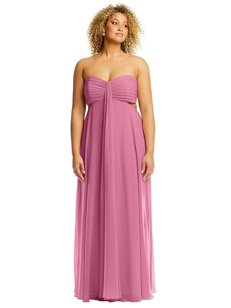 Shop Dessy Collection Strapless Empire Waist Cutout Maxi Dress With Covered Button Detail