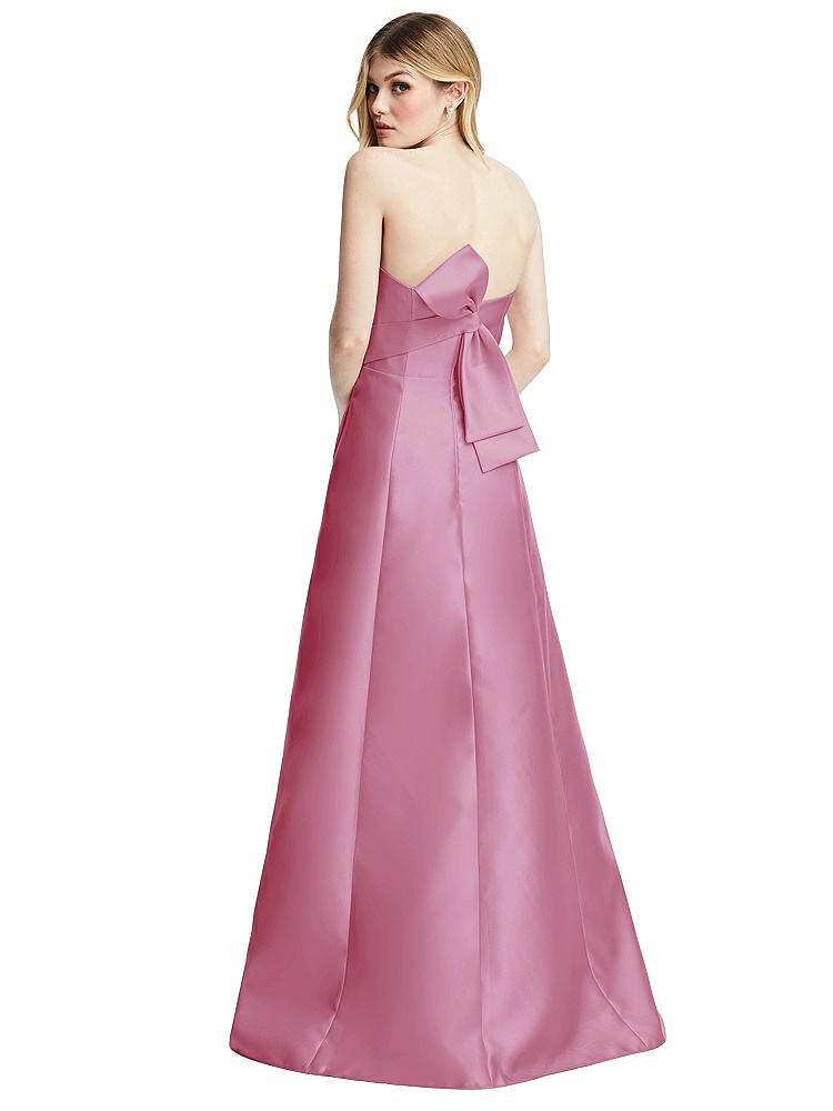 Alfred Sung Strapless A-line Satin Gown With Modern Bow Detail