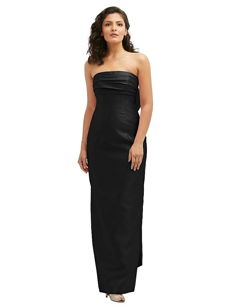 Alfred Sung Strapless Bow Back Satin Column Gown
