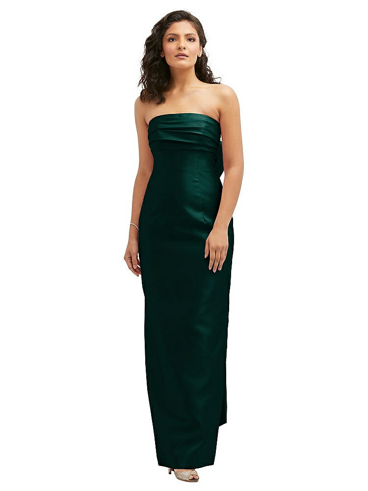 Alfred Sung Strapless Bow Back Satin Column Gown