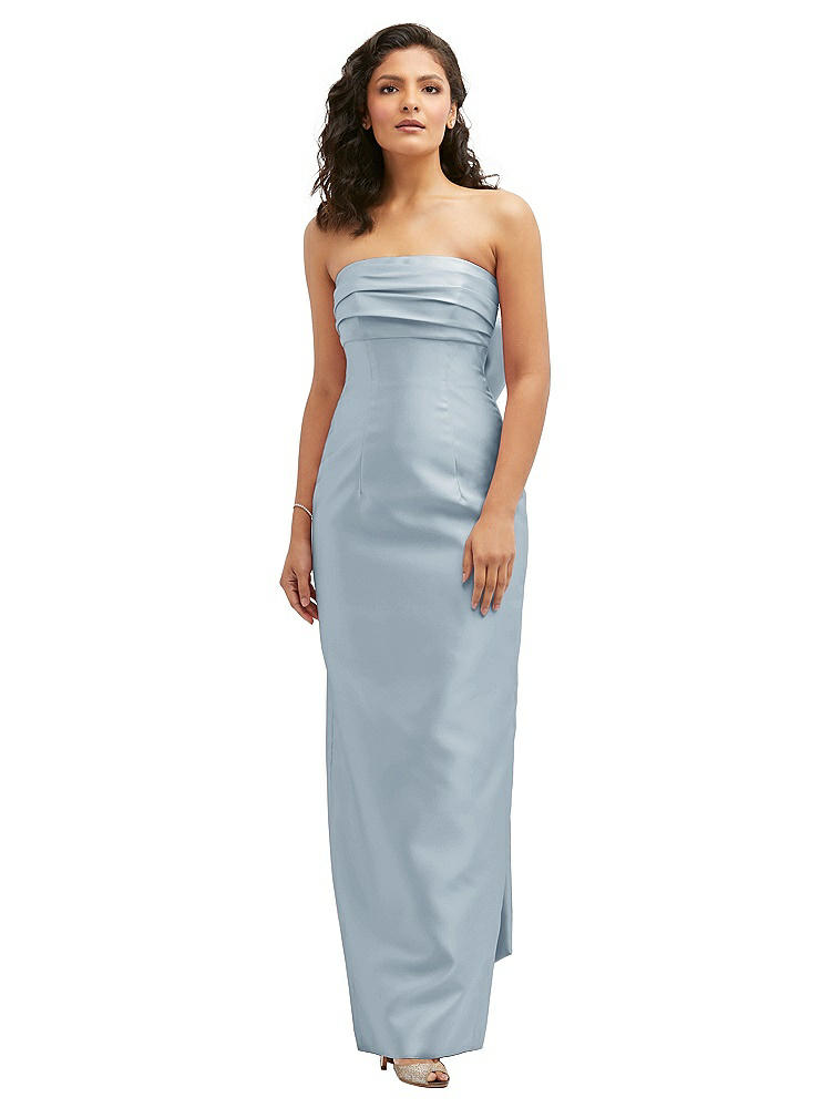Alfred Sung Strapless Bow Back Satin Column Gown