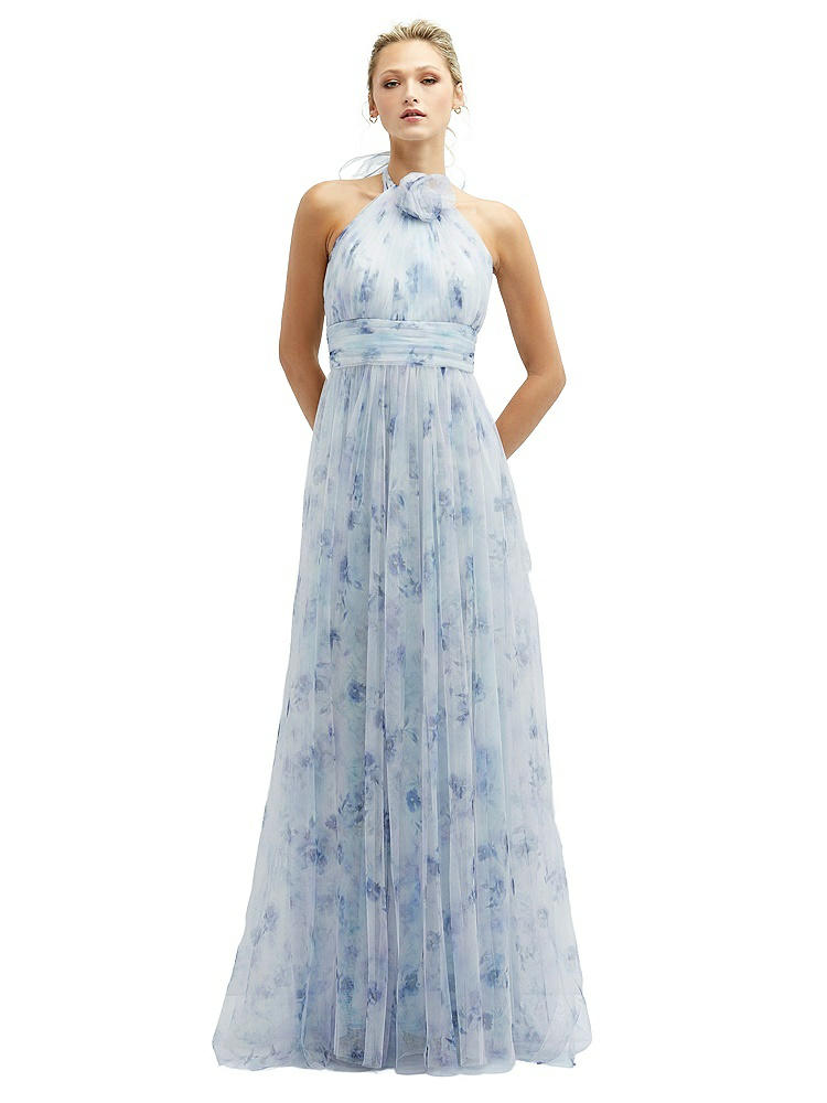 Dessy Collection Floral Print Tulle Gown