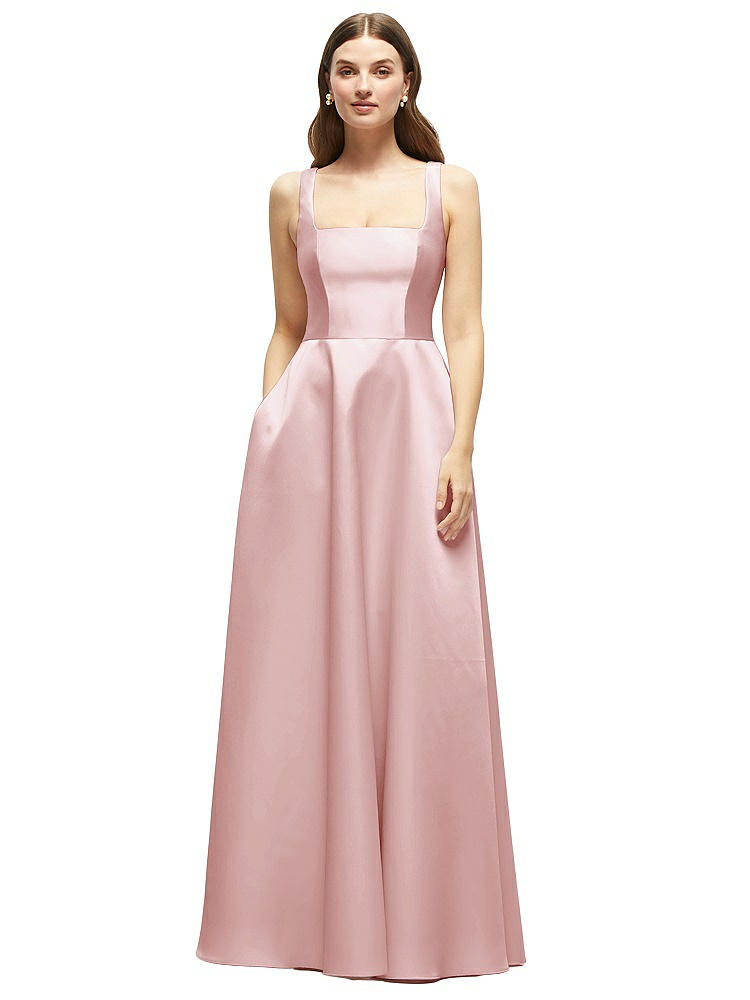 Dessy Collection Square-neck Satin Maxi Dress With Full Skirt
