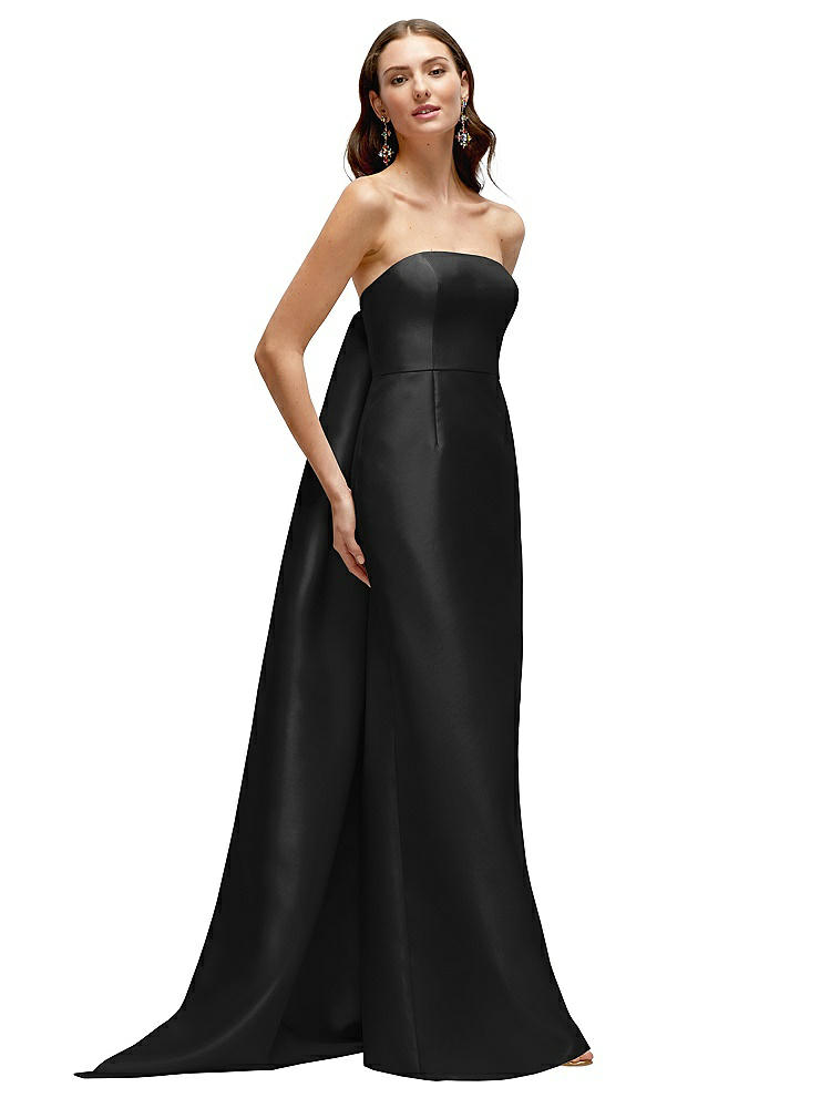Alfred Sung Strapless Satin Twill Column Gown With Removable Train