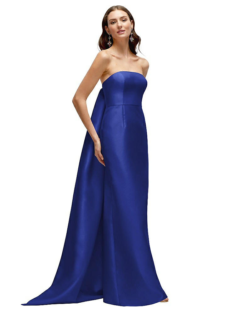 Shop Alfred Sung Strapless Satin Column Dress With Removeable Watteau Train