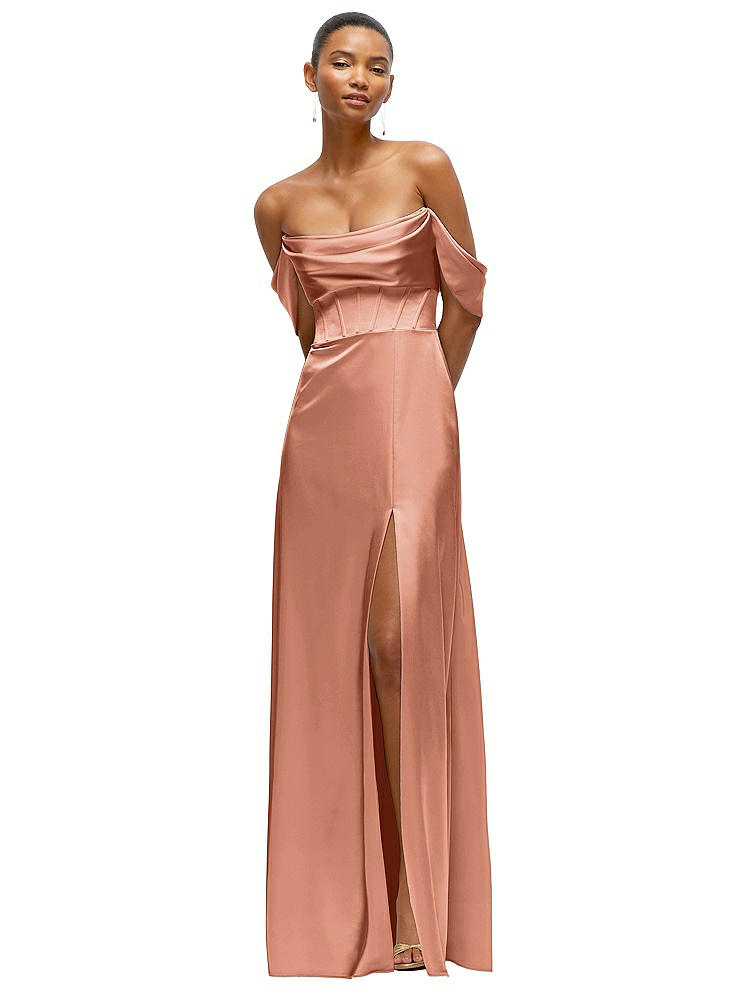 After Six A-line Satin Maxi Dress With Convertible Off-the-shoulder Or Strapless Looks