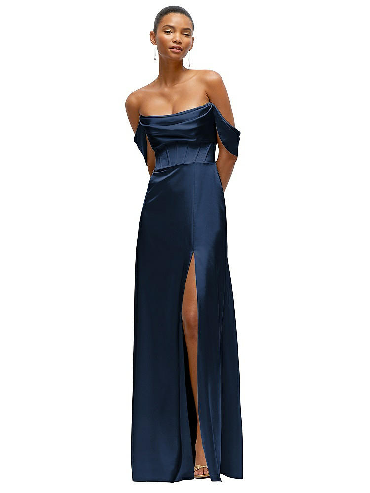 Shop After Six A-line Satin Maxi Dress With Convertible Off-the-shoulder Or Strapless Looks