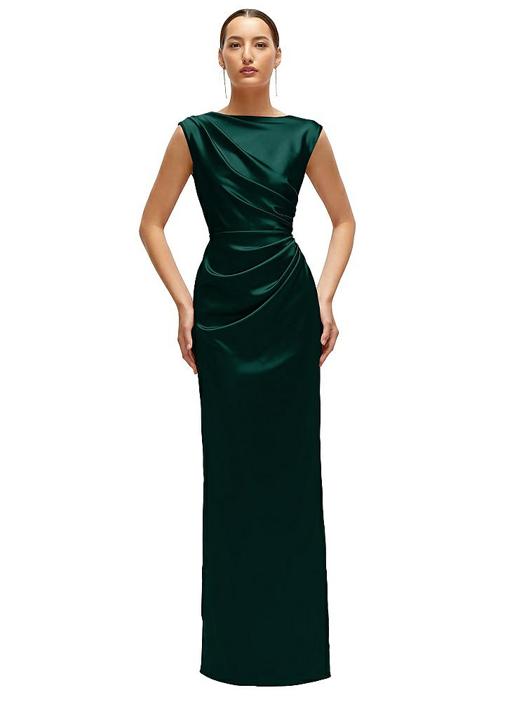 Shop After Six High Neck Sleeveless Cap Shoulder Satin Maxi Dress