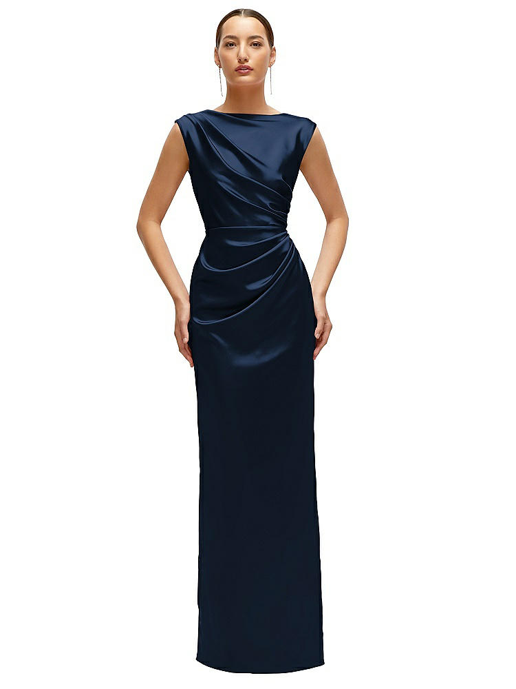 Shop After Six High Neck Sleeveless Cap Shoulder Satin Maxi Dress