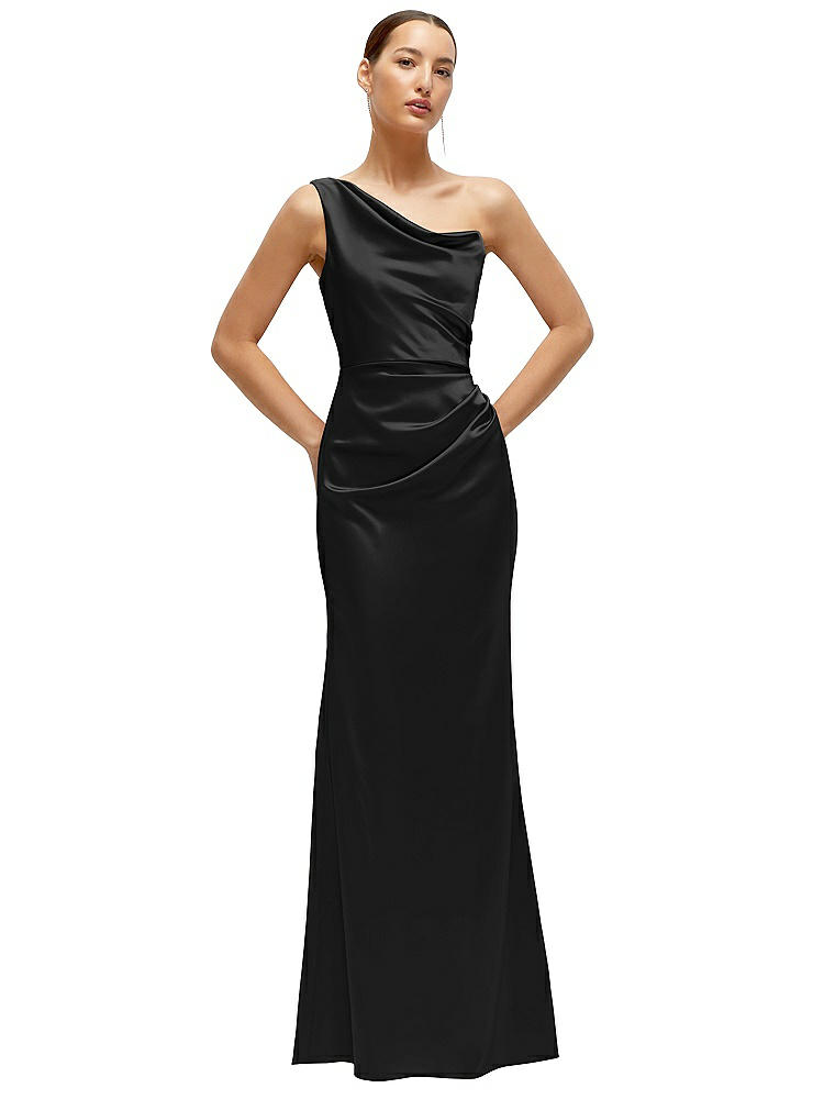 After Six One-shoulder Satin Charmeuse Gown