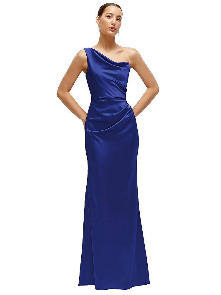 After Six One-shoulder Satin Charmeuse Gown