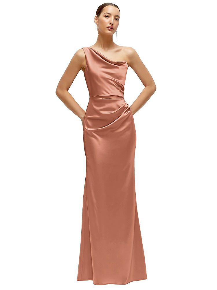 After Six One-shoulder Satin Charmeuse Gown