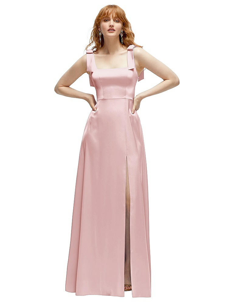 1500 Series Square Neck Fluid Satin Maxi Dress With Bow Straps