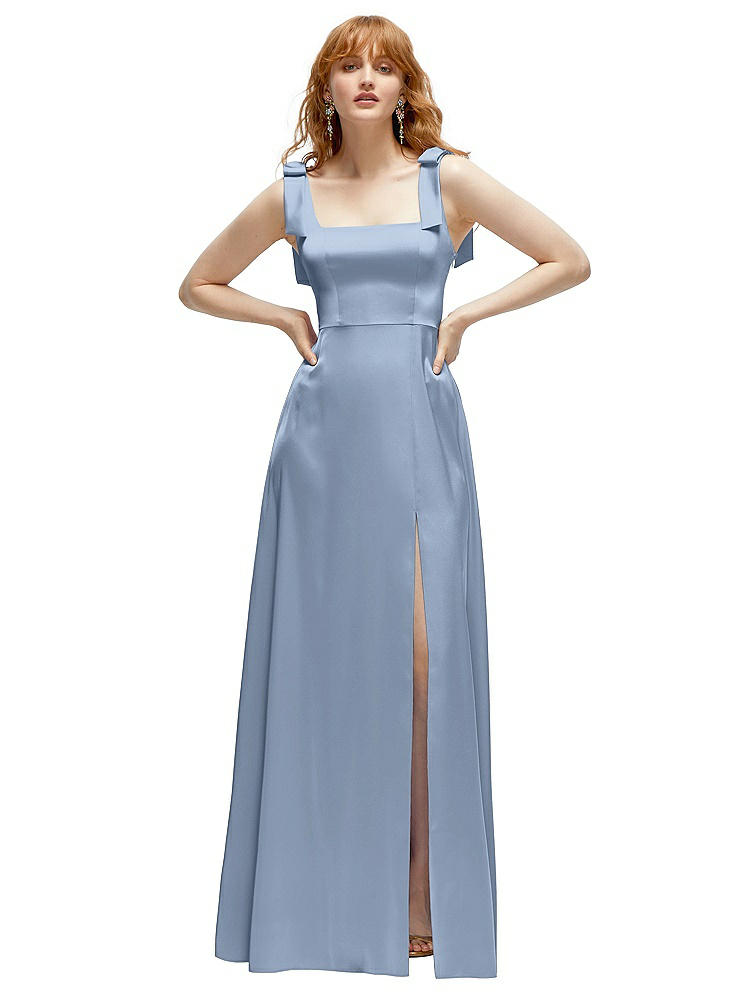 1500 Series Square Neck Fluid Satin Maxi Dress With Bow Straps