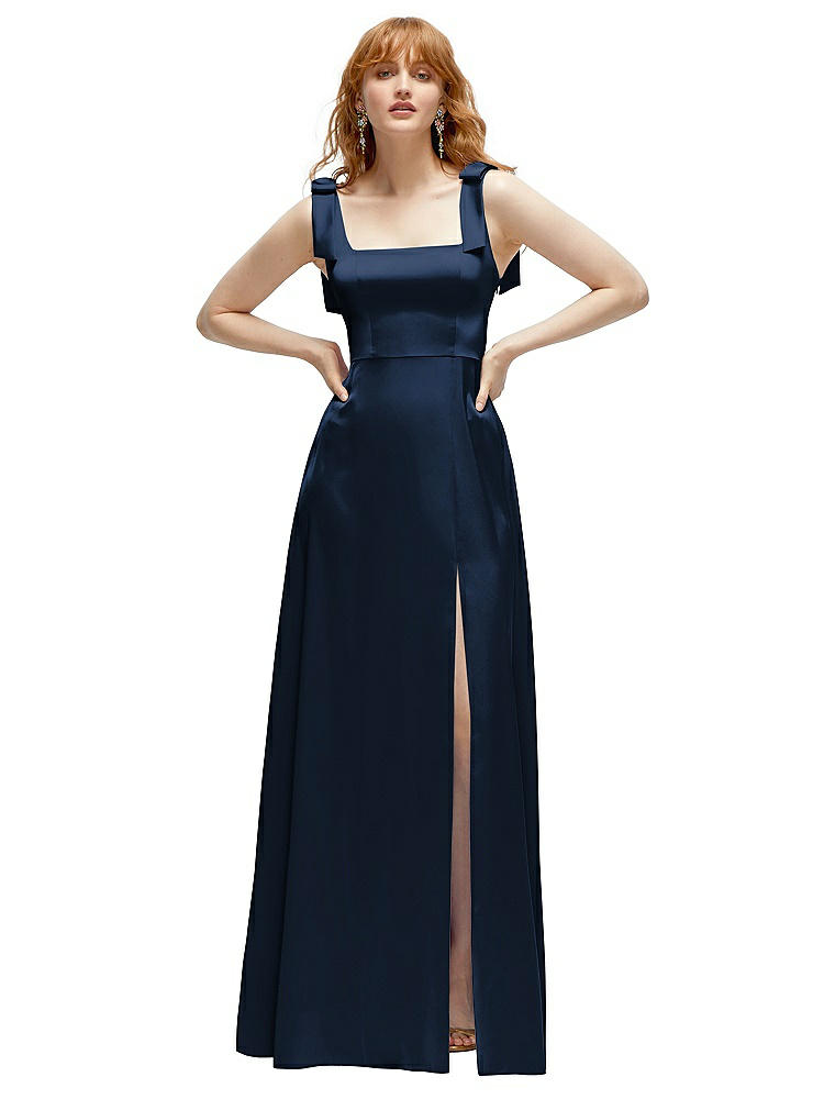1500 Series Square Neck Fluid Satin Maxi Dress With Bow Straps