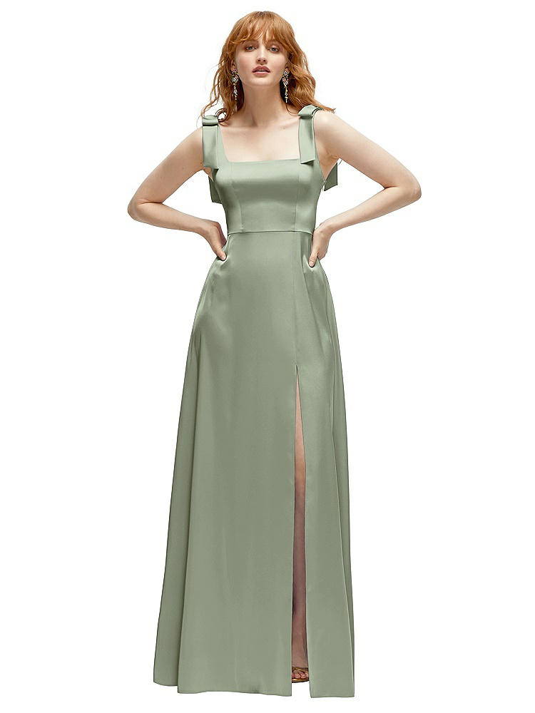 1500 Series Square Neck Fluid Satin Maxi Dress With Bow Straps