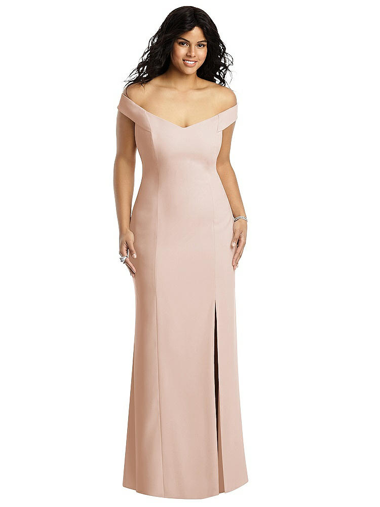 Dessy Collection Off-the-shoulder Criss Cross Back Trumpet Gown