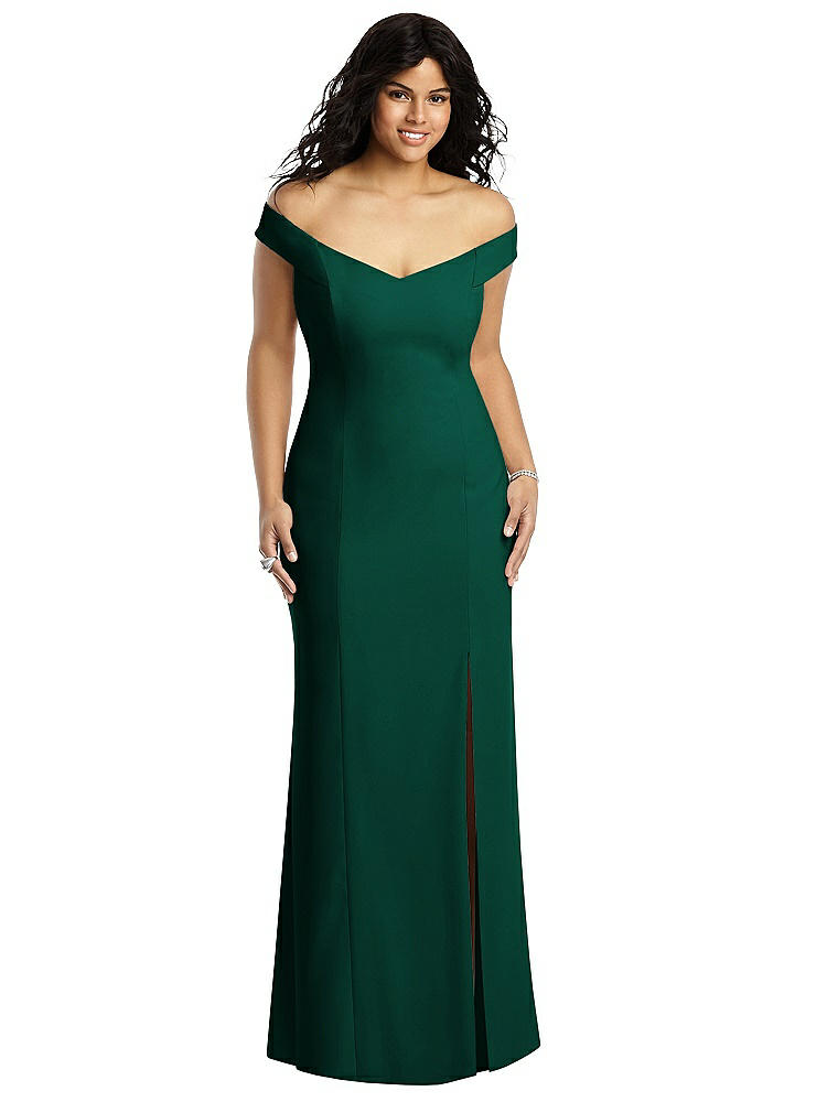 Dessy Collection Off-the-shoulder Criss Cross Back Trumpet Gown