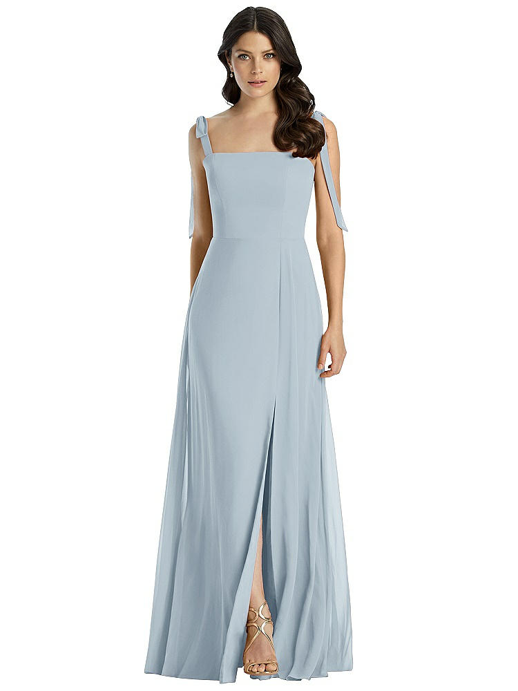 Dessy Collection Tie-shoulder Chiffon Maxi Dress With Front Slit