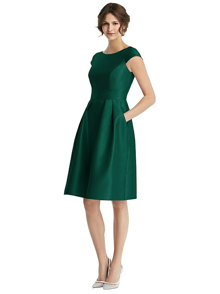 Alfred Sung Cap Sleeve Pleated Cocktail Dress With Pockets