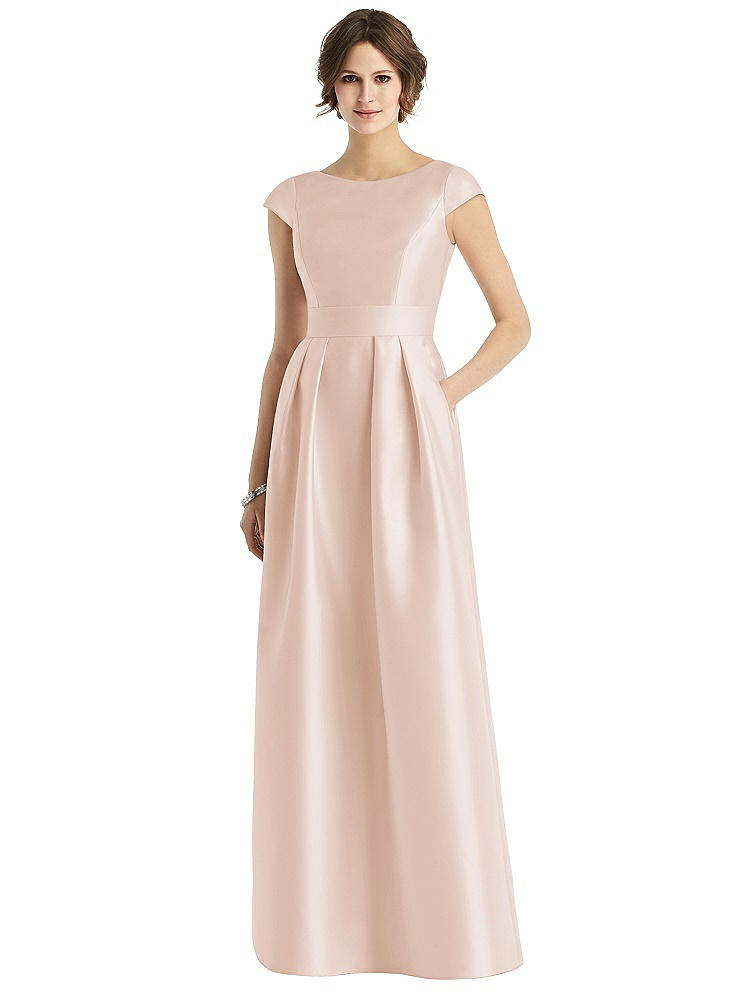 Alfred Sung Cap Sleeve Pleated Skirt Dress With Pockets
