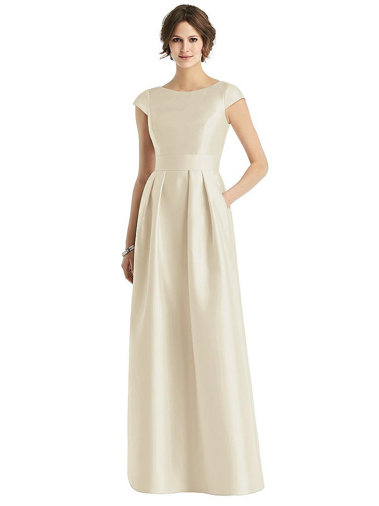 Alfred Sung Cap Sleeve Pleated Skirt Dress With Pockets