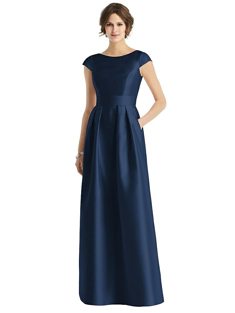 Alfred Sung Cap Sleeve Pleated Skirt Dress With Pockets