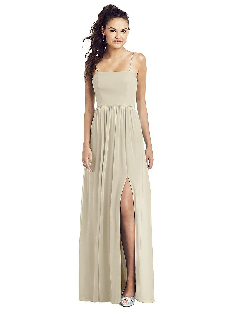 Thread Bridesmaid Slim Spaghetti Strap Chiffon Dress With Front Slit