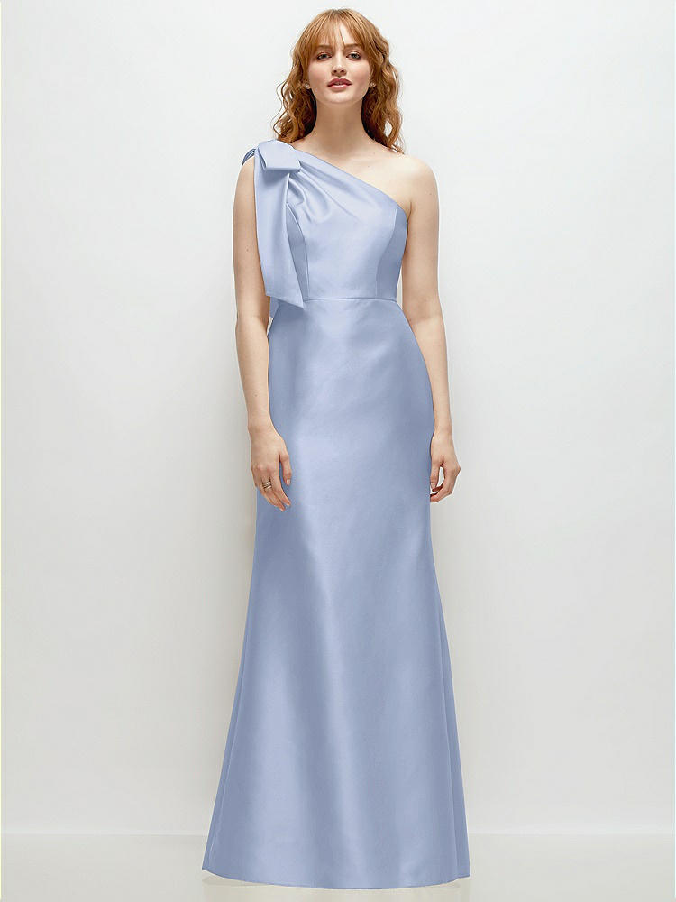 Alfred Sung Bow One-shoulder Satin Trumpet Gown