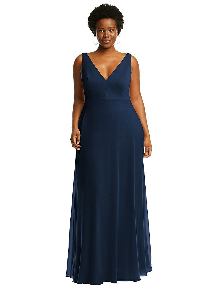 After Six Deep V-neck Chiffon Maxi Dress