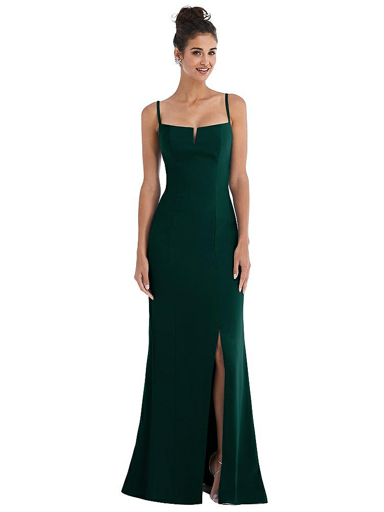 Thread Bridesmaid Notch Crepe Trumpet Gown With Front Slit