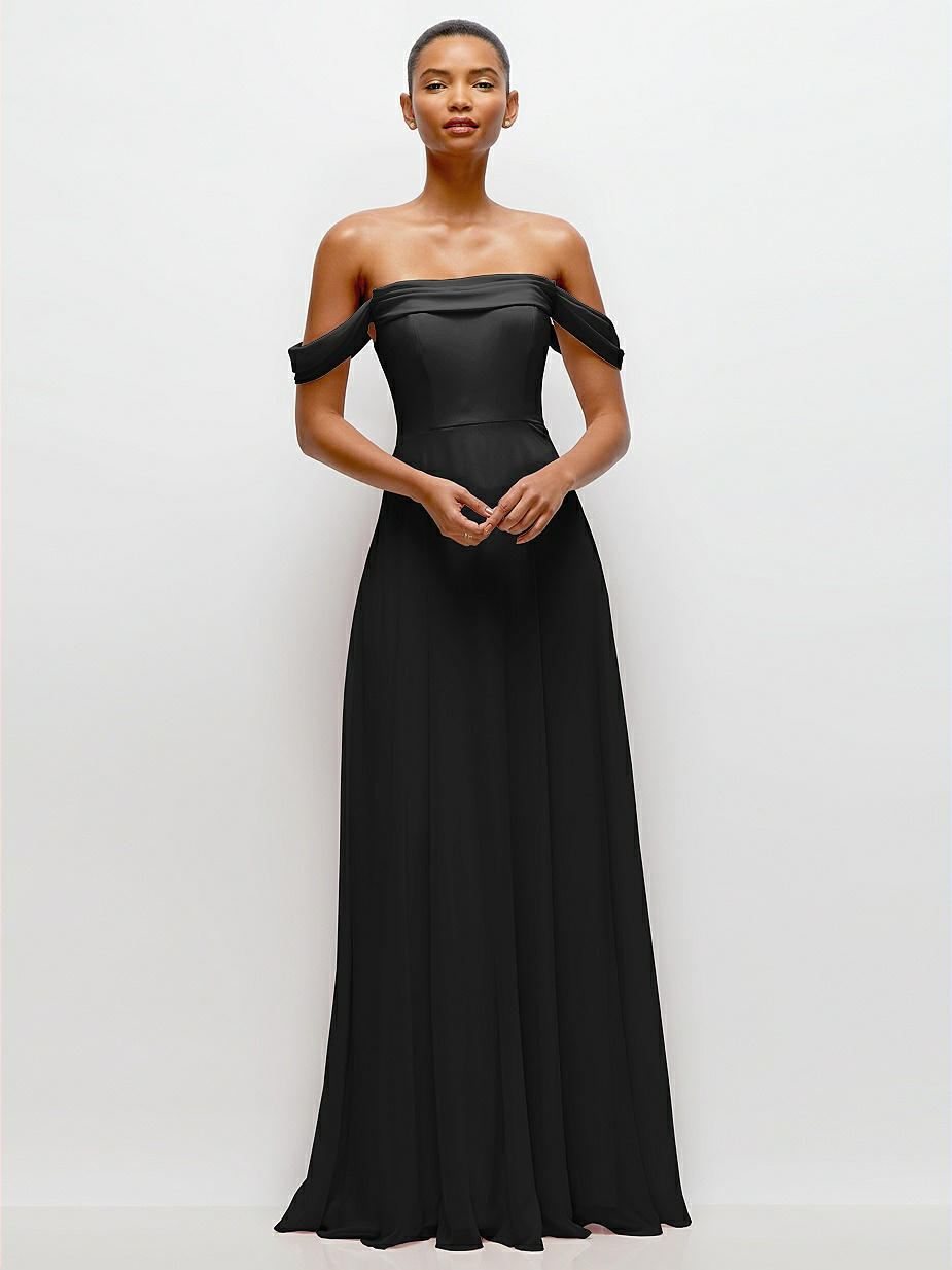 chinese dress ladies Waves Maxi Dress in Black | Off the Shoulder Cotton Maxi Dress main image 1