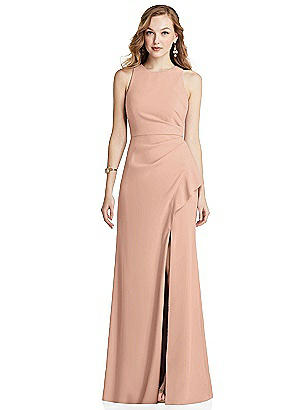 NEW CLASSIC FASHION COLLECTION PEACH MAXI HALTER NECK DRESS SIZE LARGE 