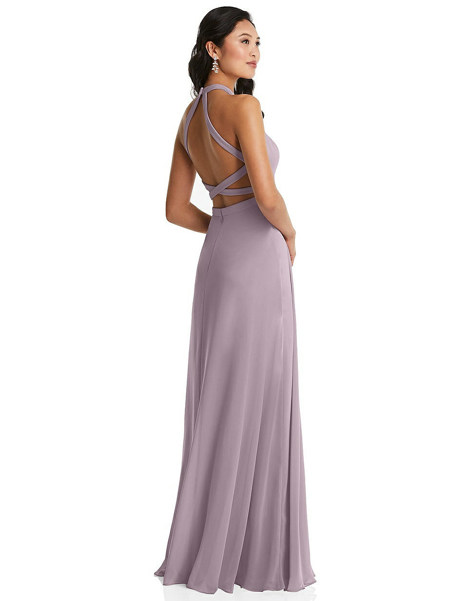 mesh for dresses Miss Circle Women Waylynn Burnout Velvet Detail Mesh Backless Maxi Dress