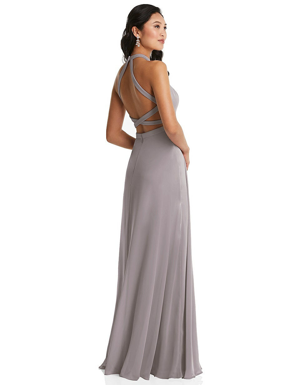 Neutral High Neck Bridesmaid Dresses