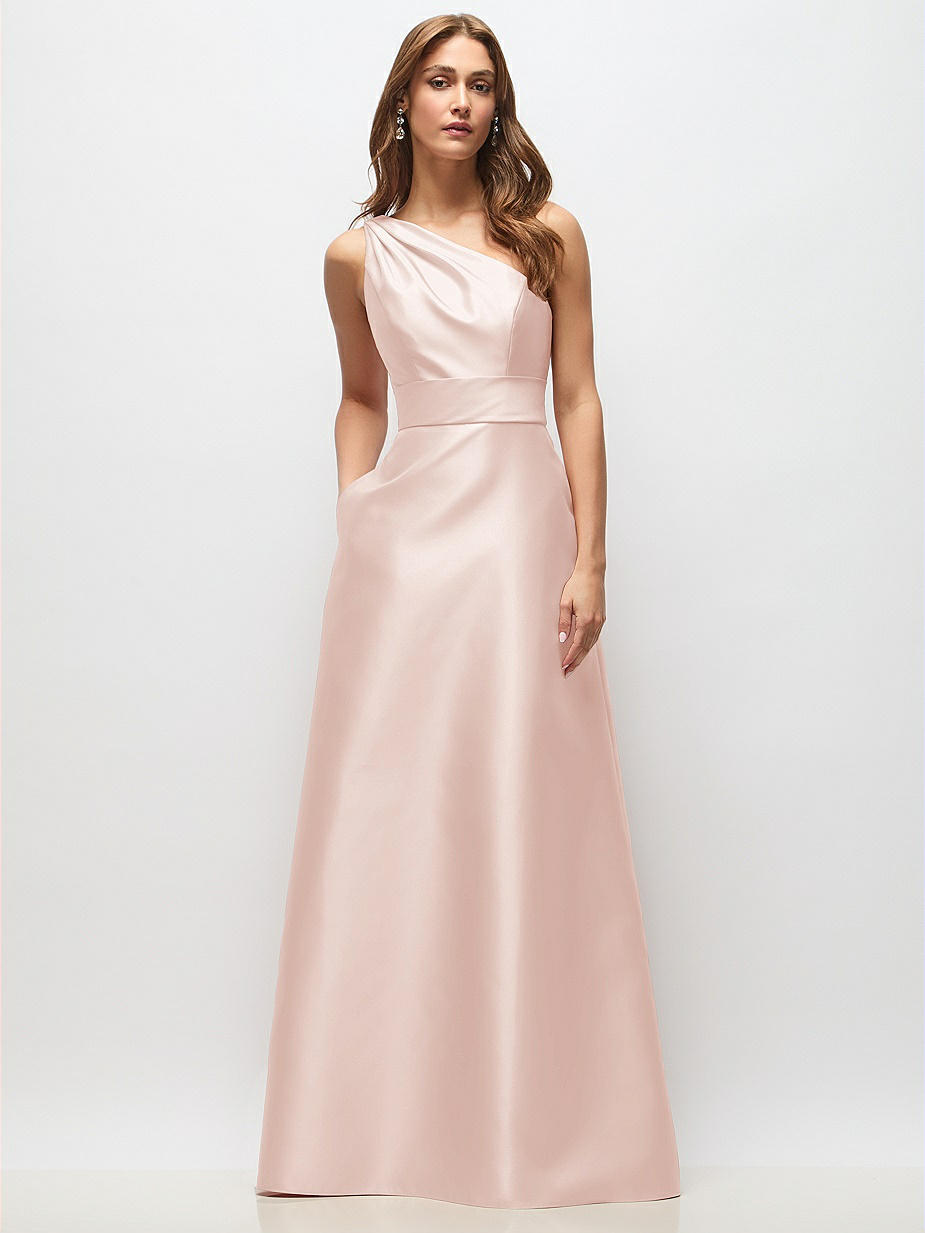 Blush One Shoulder Bridesmaid Dresses